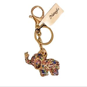 Natasha Crystal Rhinestone Elephant Key Chain Ring